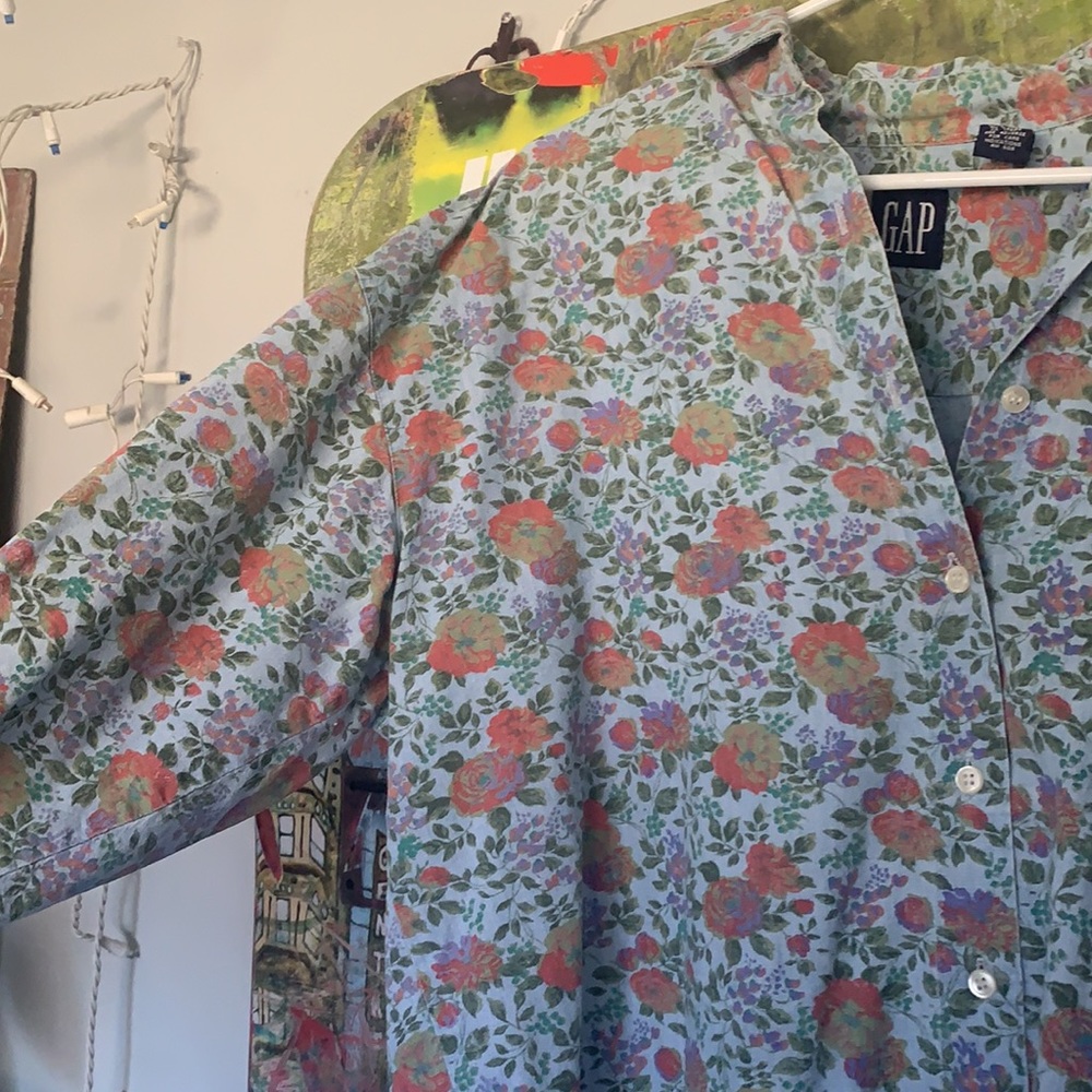 Vintage Gap Floral Pattern Button Down Shirt - image 3